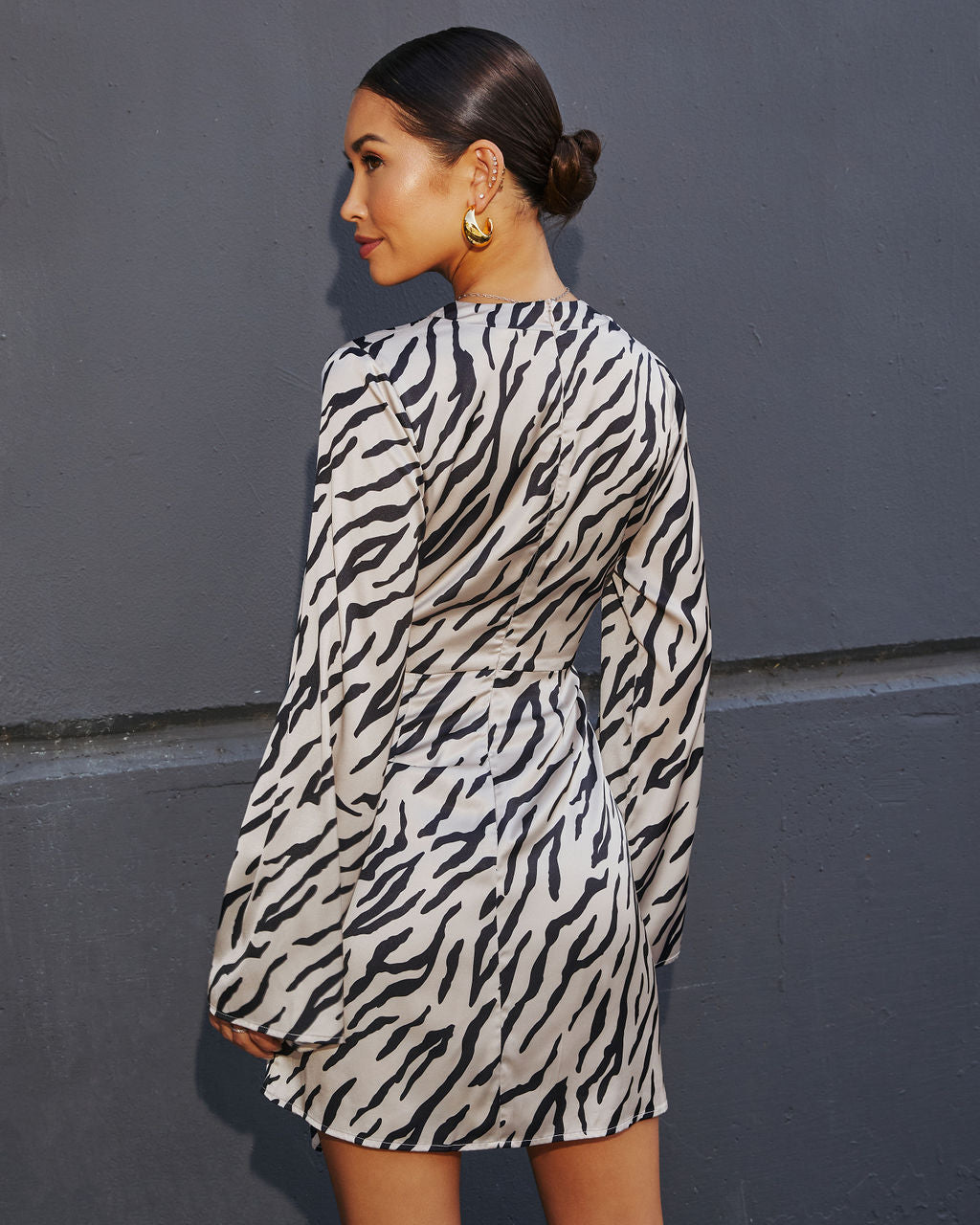 Turn Heads Animal Print Wrap Mini Dress-Matylis