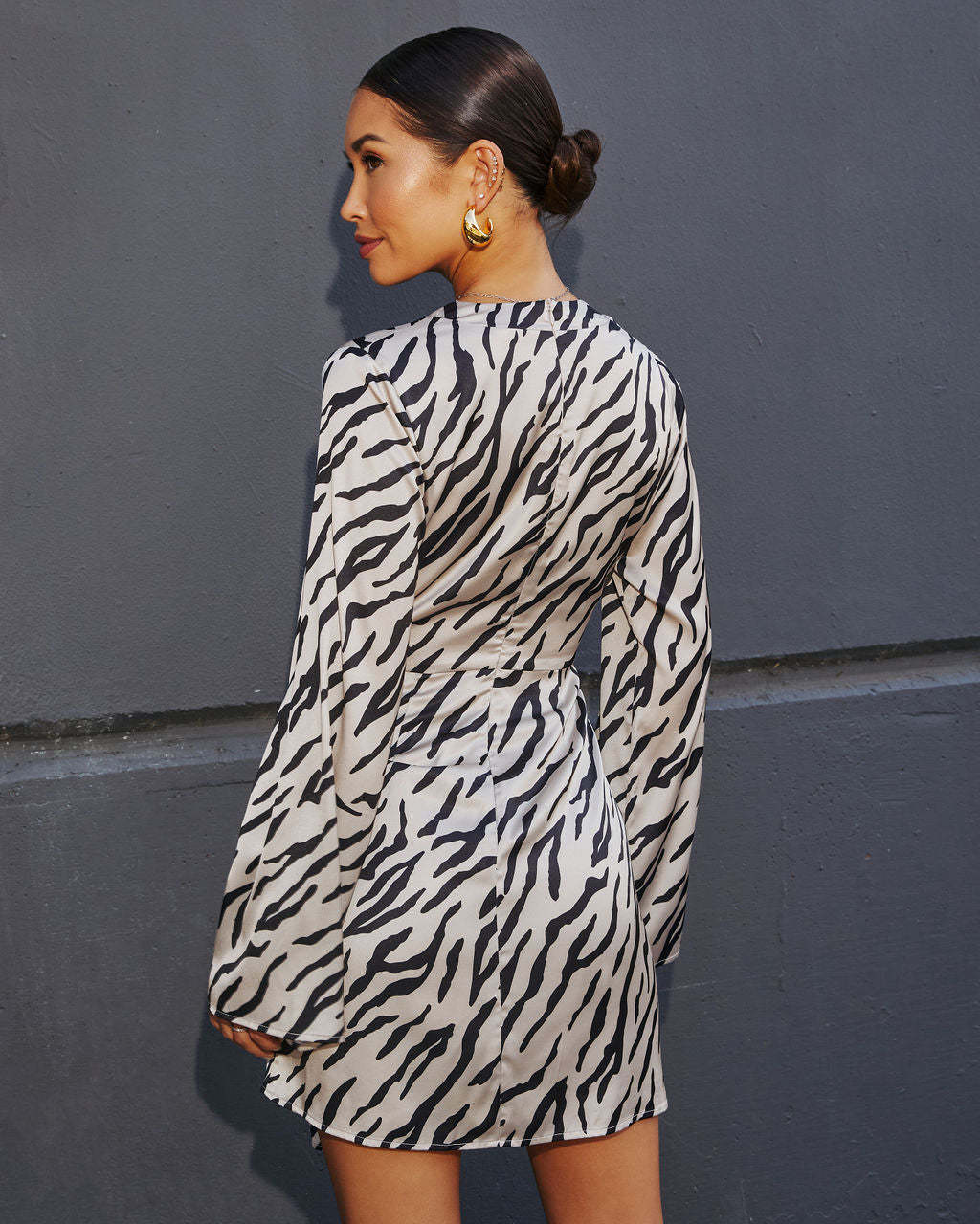 Turn Heads Animal Print Wrap Mini Dress-Matylis