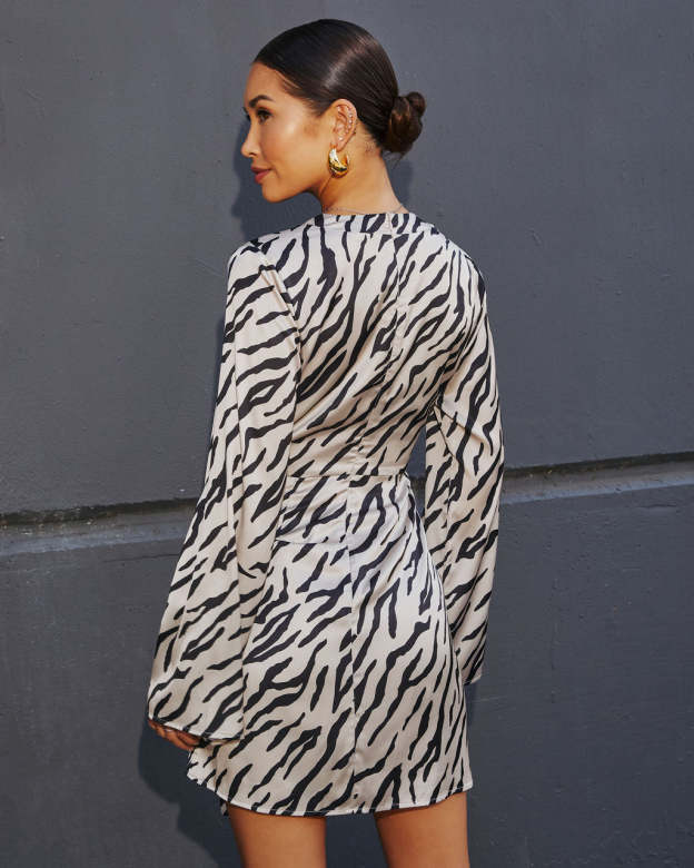Turn Heads Animal Print Wrap Mini Dress-Matylis