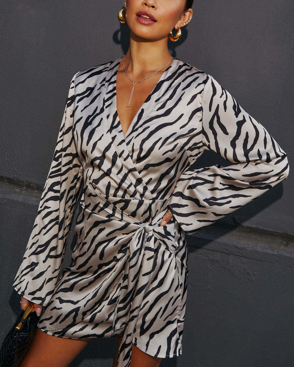 Turn Heads Animal Print Wrap Mini Dress-Matylis
