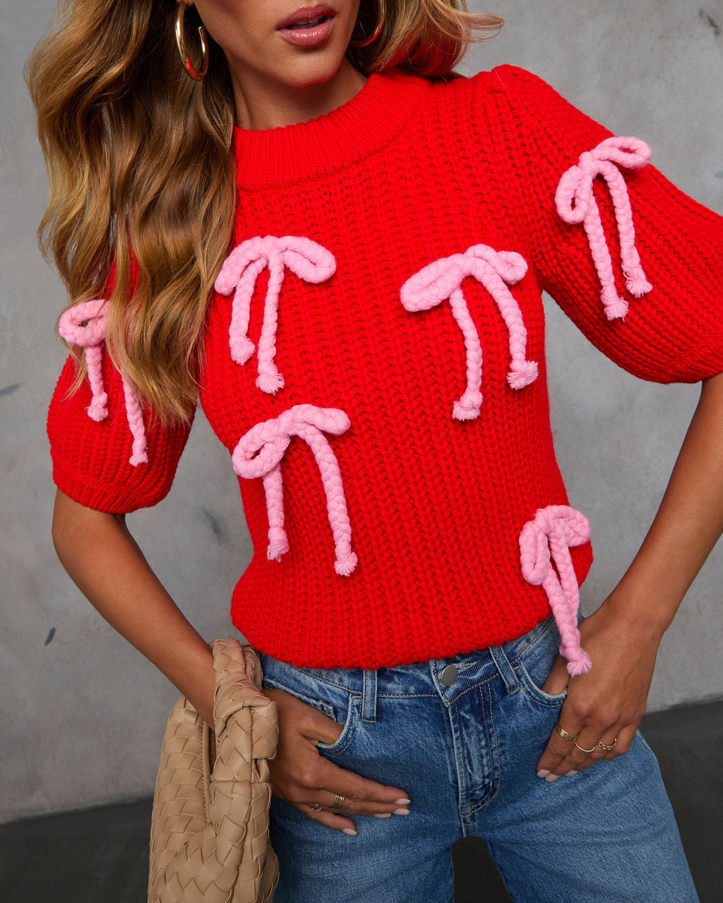 Tied Down Bow Embellished Sweater-Matylis