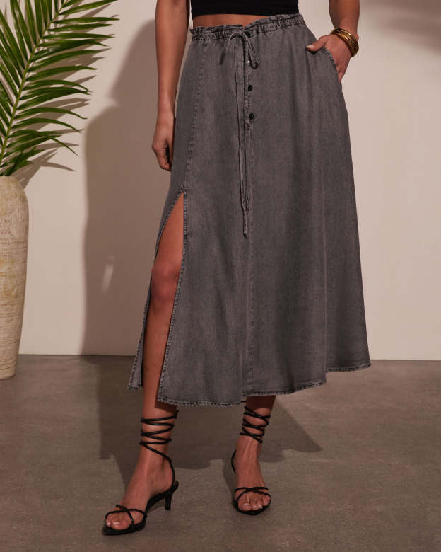 Willow Wander Waist Tie Midi Skirt-Matylis