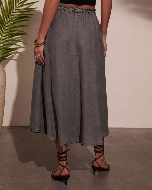 Willow Wander Waist Tie Midi Skirt-Matylis