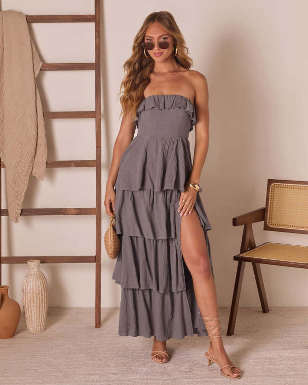 Willow Sun Tiered Strapless Maxi Dress-Matylis