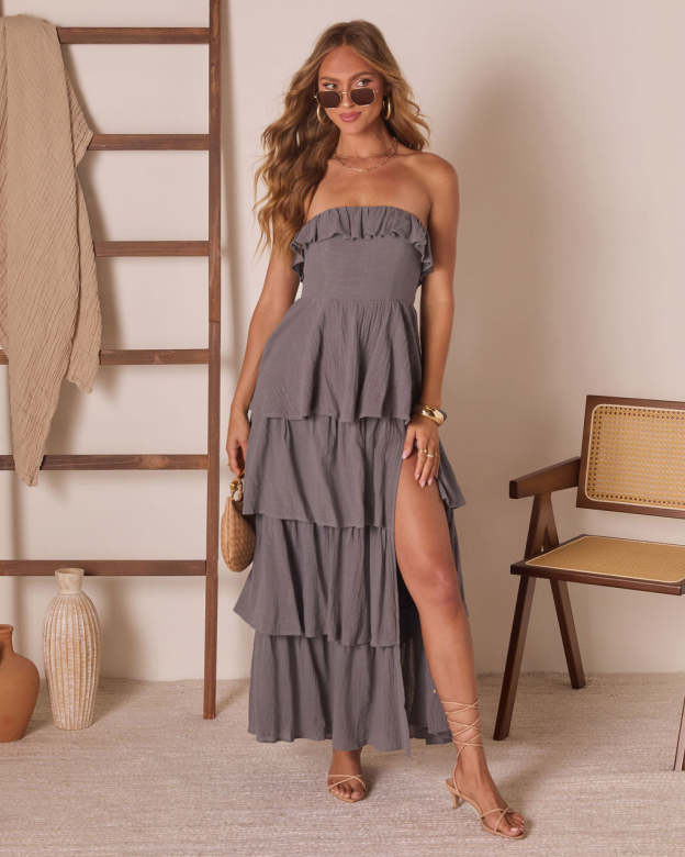 Willow Sun Tiered Strapless Maxi Dress-Matylis