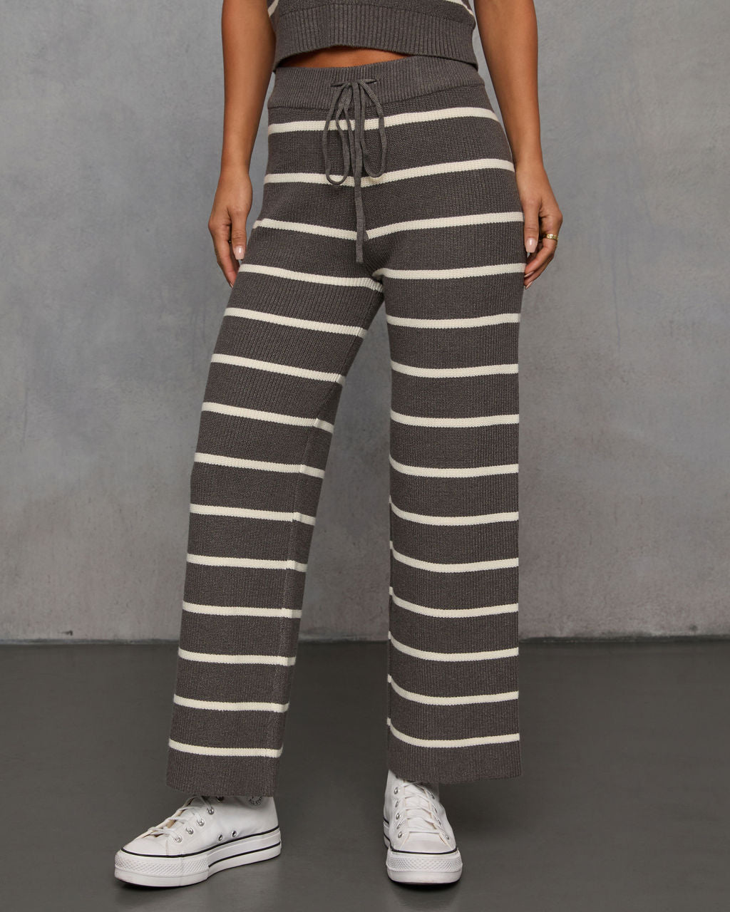 Warm Cravings Striped Knit Pants-Matylis