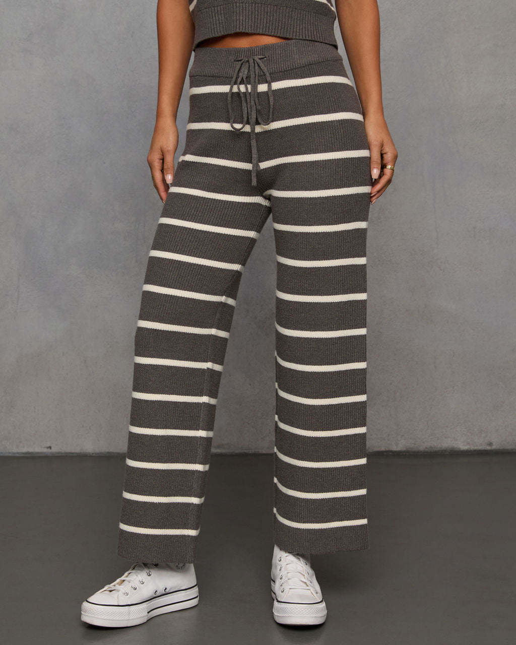 Warm Cravings Striped Knit Pants-Matylis
