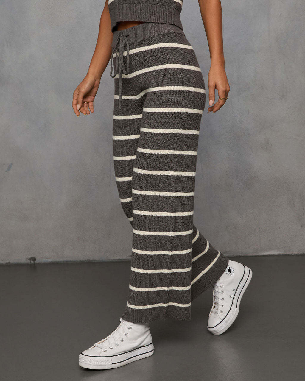 Warm Cravings Striped Knit Pants-Matylis