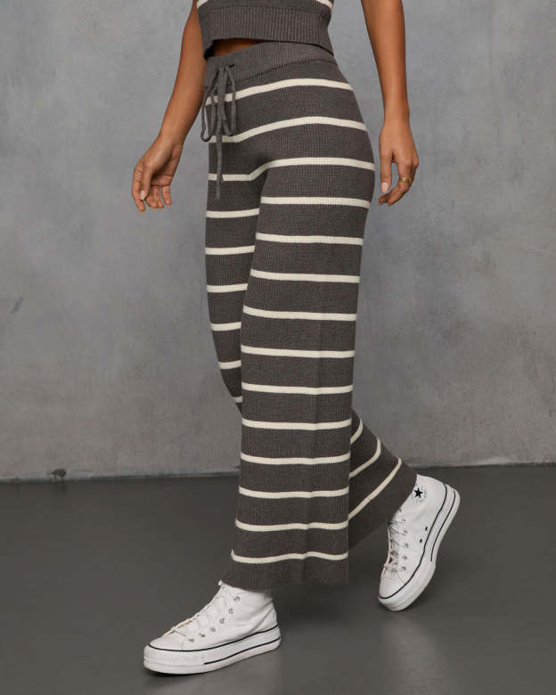 Warm Cravings Striped Knit Pants-Matylis