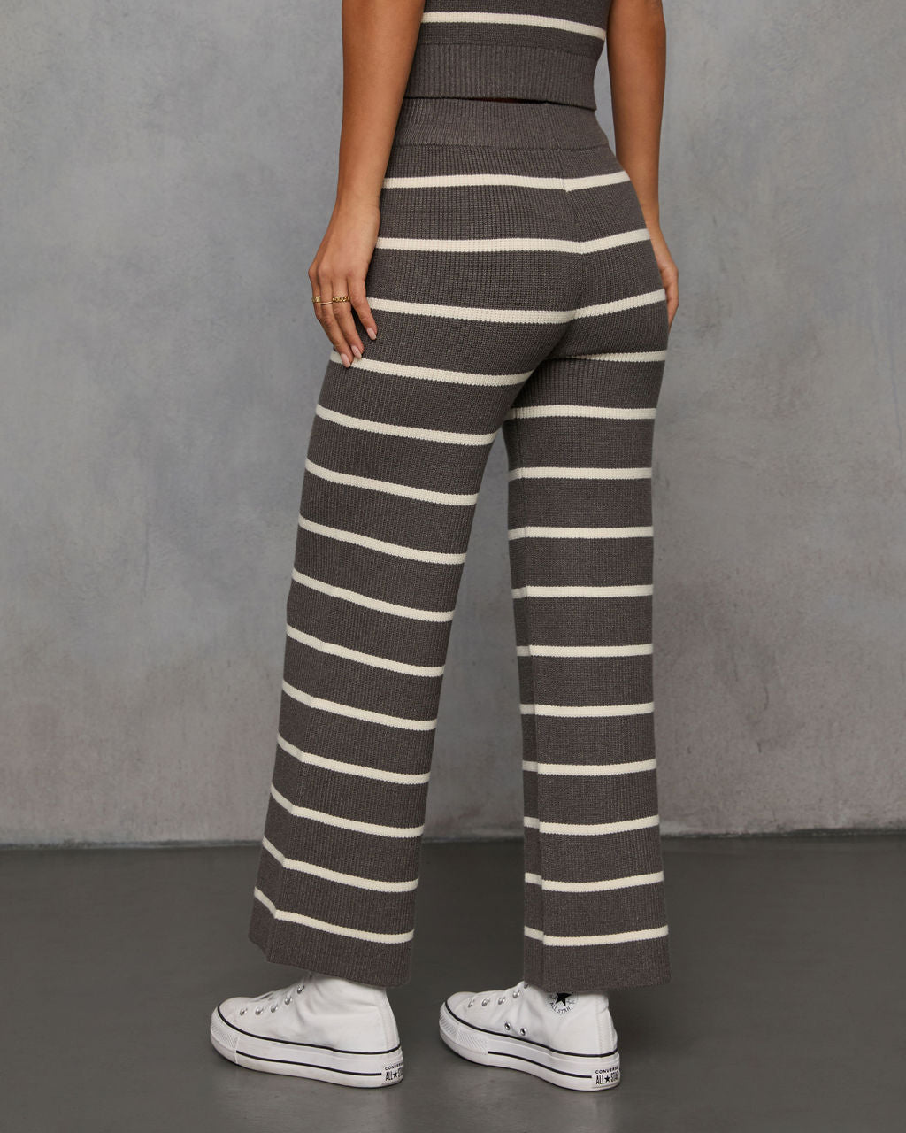 Warm Cravings Striped Knit Pants-Matylis