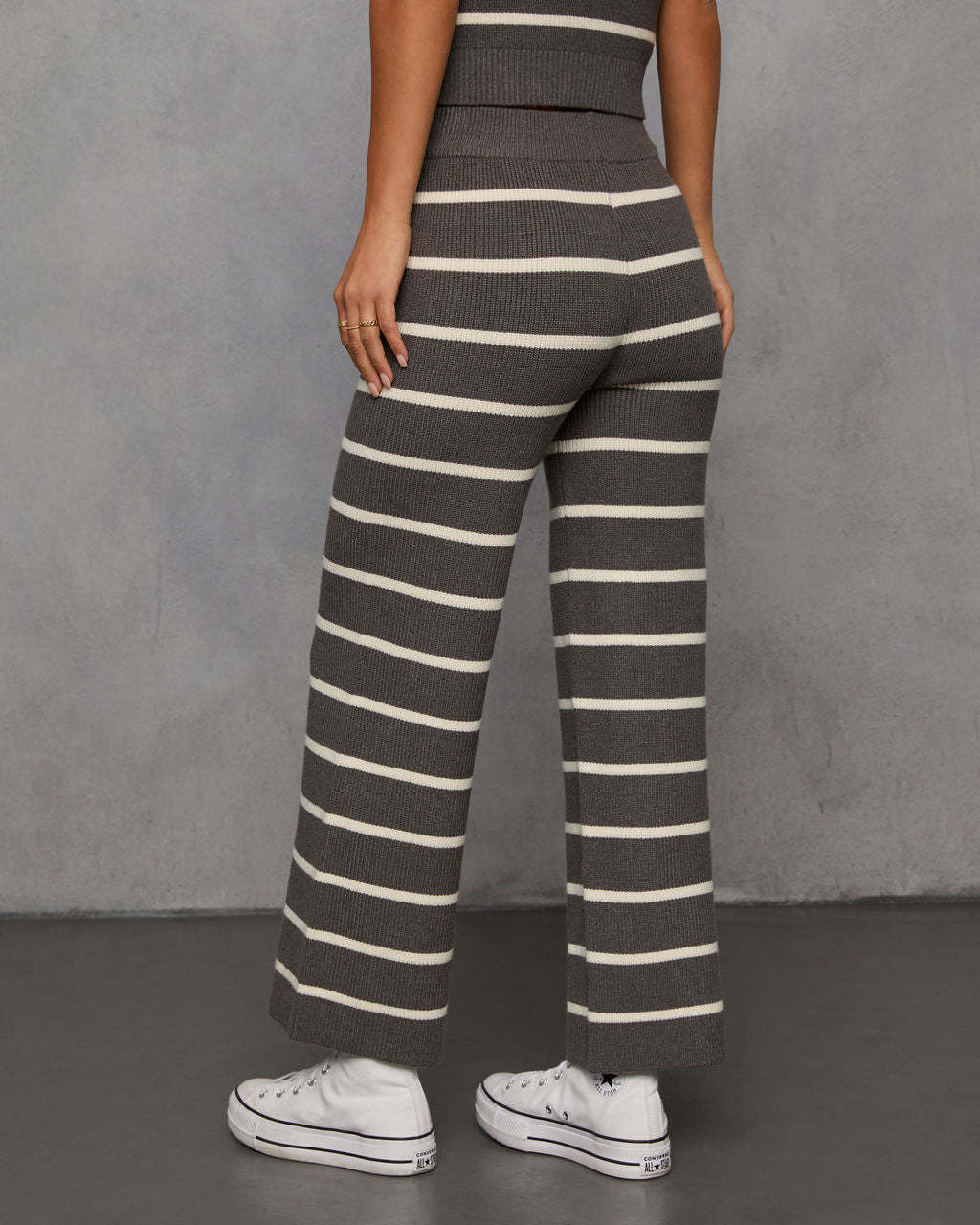 Warm Cravings Striped Knit Pants-Matylis