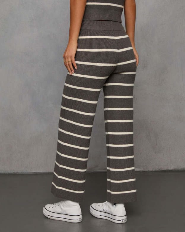 Warm Cravings Striped Knit Pants-Matylis