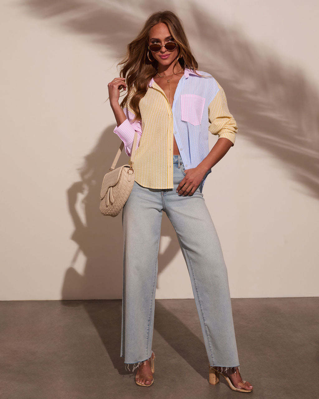 Westin Colorblock Button Down Top-Matylis