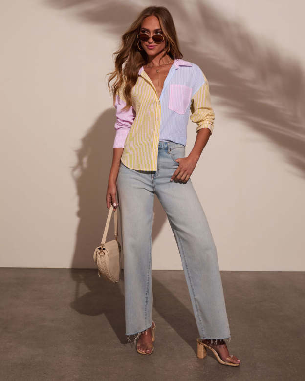 Westin Colorblock Button Down Top-Matylis