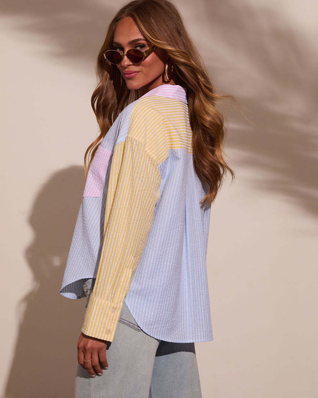 Westin Colorblock Button Down Top-Matylis