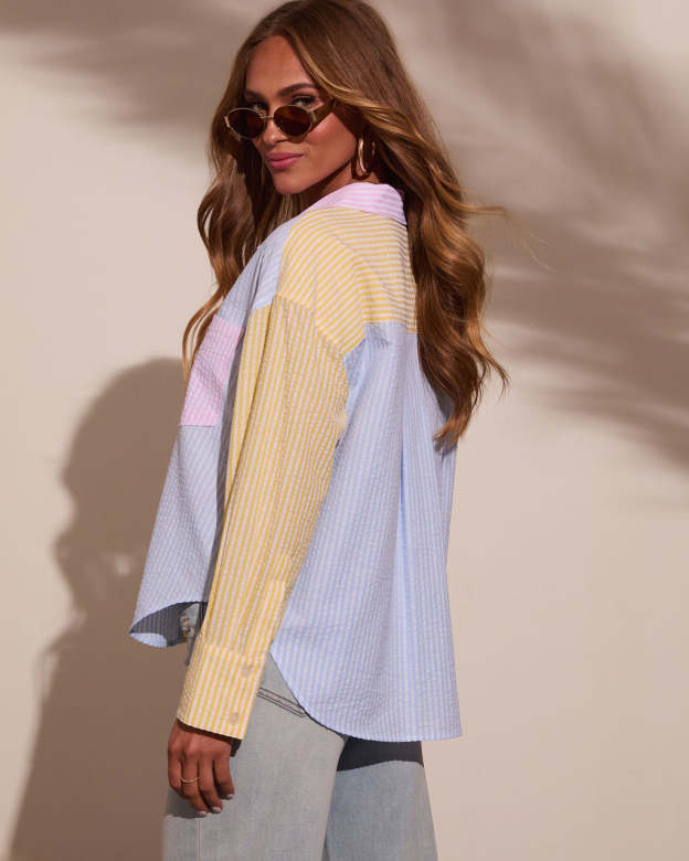 Westin Colorblock Button Down Top-Matylis