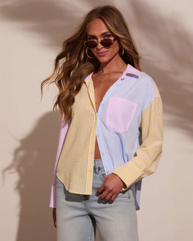 Westin Colorblock Button Down Top-Matylis