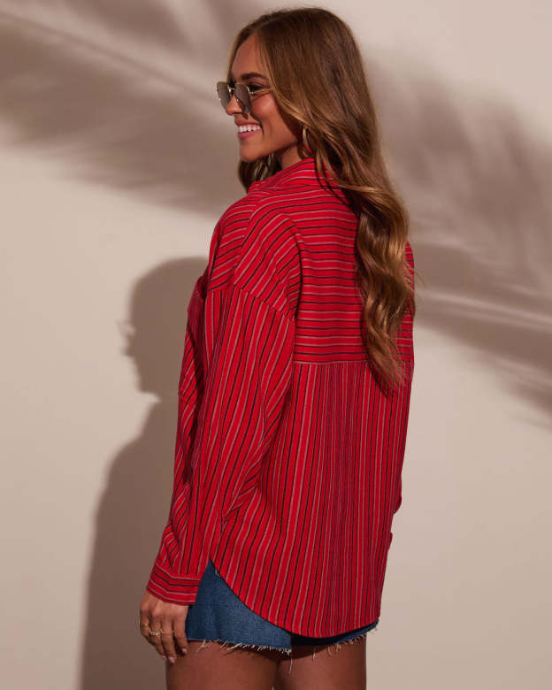 Tinslee Striped Button Down Top-Matylis