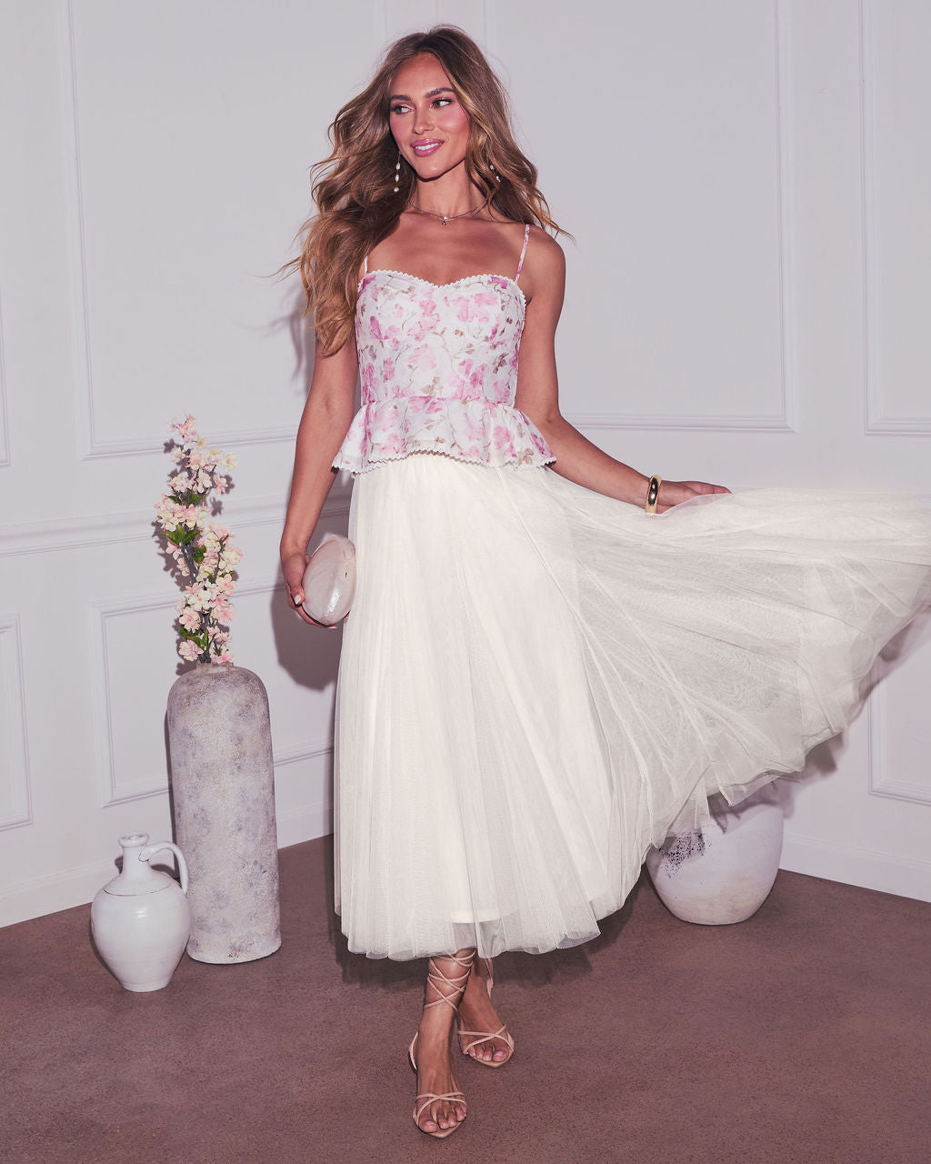 Tiah Pleated Tulle Maxi Skirt-Matylis