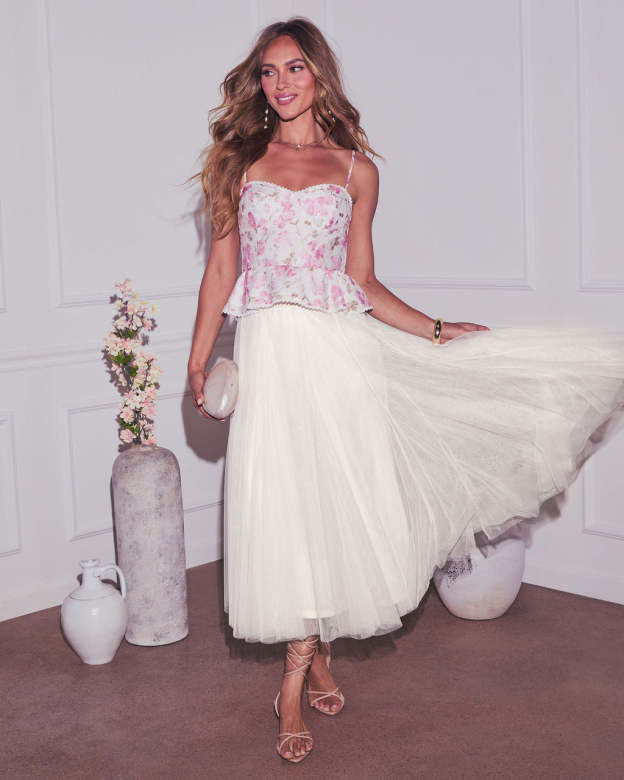 Tiah Pleated Tulle Maxi Skirt-Matylis
