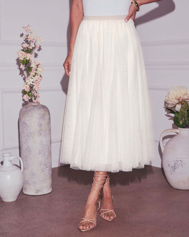 Tiah Pleated Tulle Maxi Skirt-Matylis