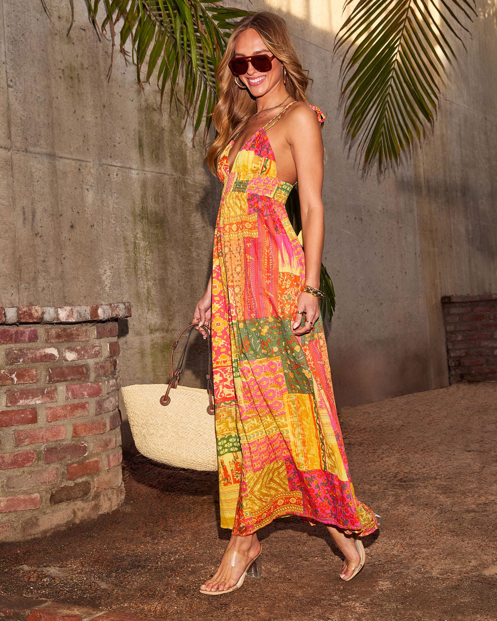Tropical Drift Abstract Maxi Dress-Matylis
