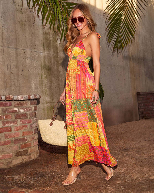Tropical Drift Abstract Maxi Dress-Matylis