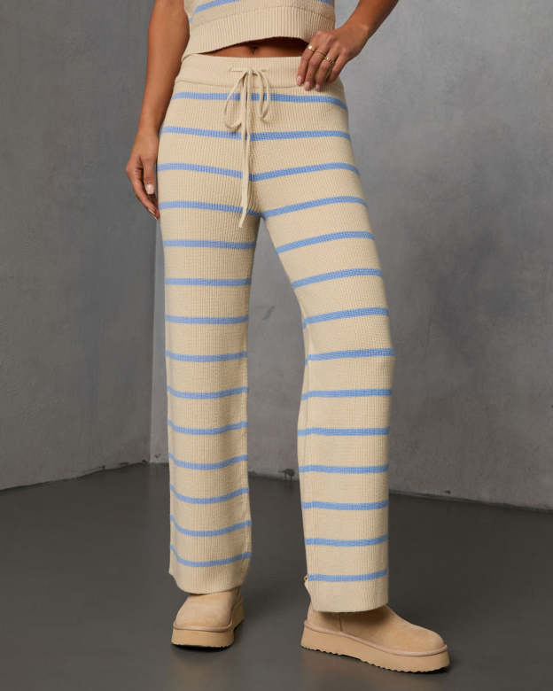 Warm Cravings Striped Knit Pants-Matylis