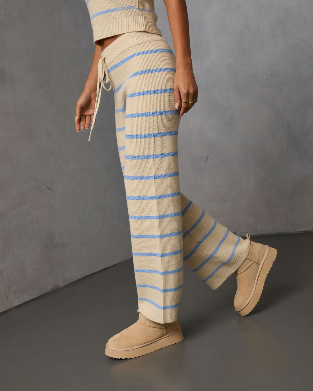 Warm Cravings Striped Knit Pants-Matylis