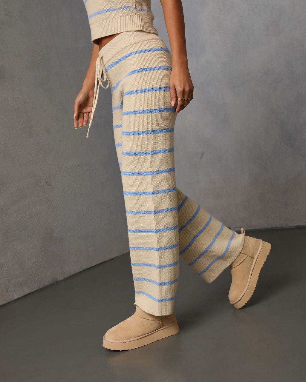 Warm Cravings Striped Knit Pants-Matylis