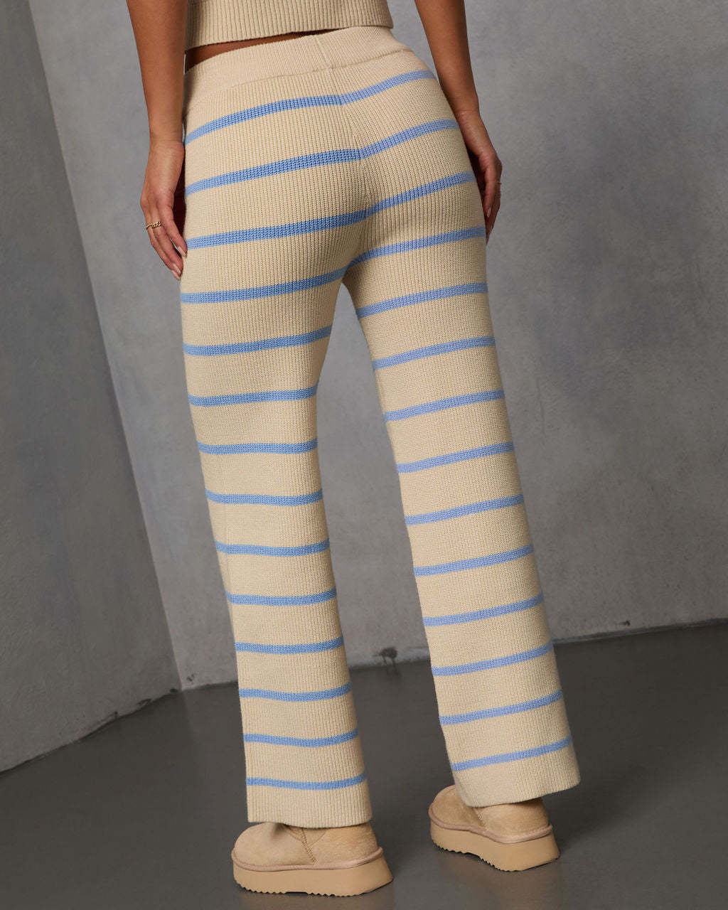 Warm Cravings Striped Knit Pants-Matylis