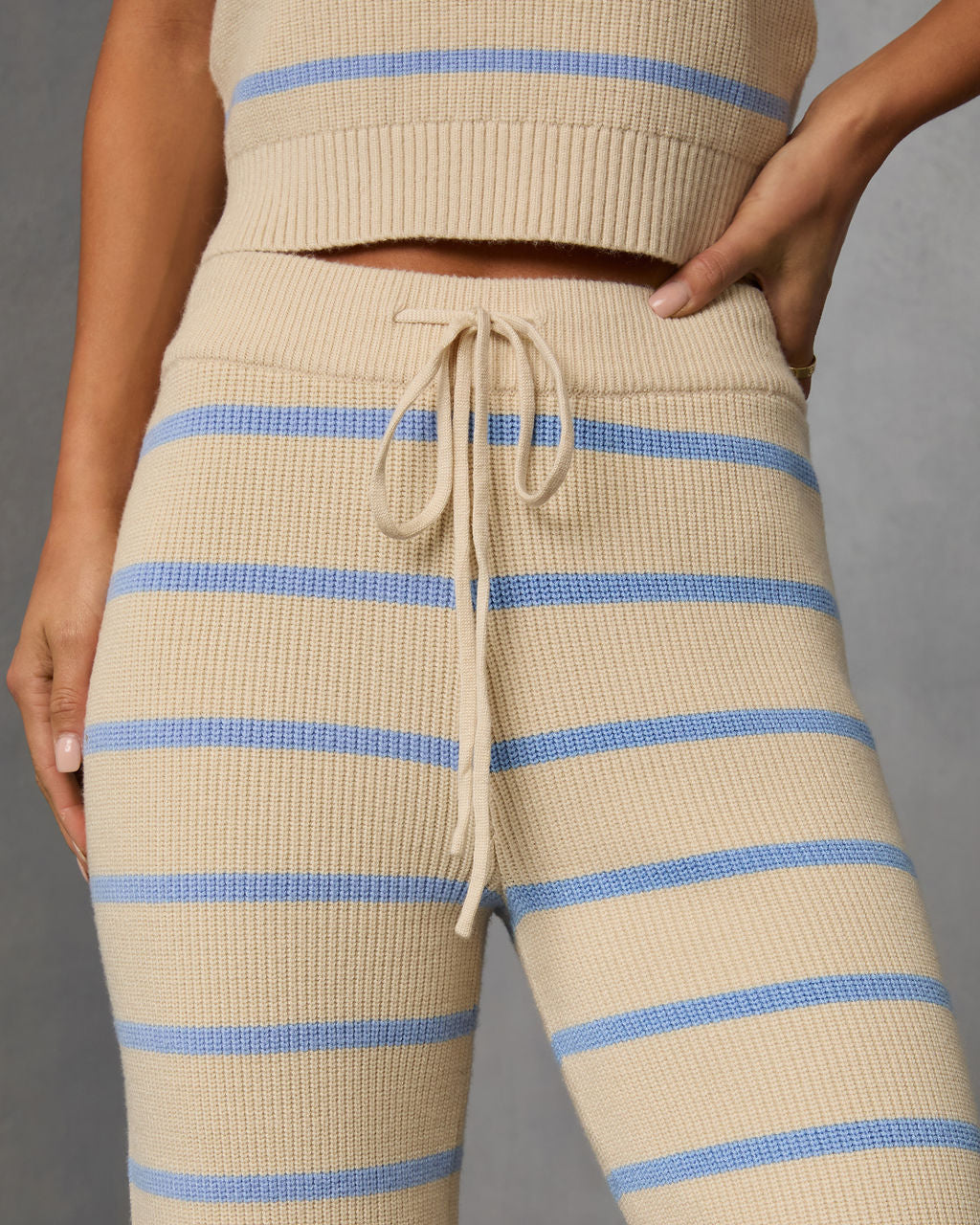 Warm Cravings Striped Knit Pants-Matylis