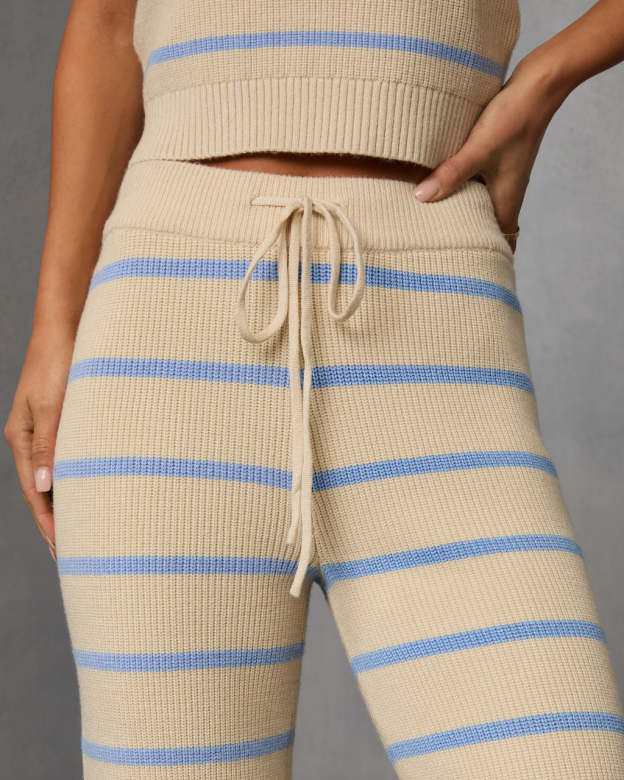 Warm Cravings Striped Knit Pants-Matylis