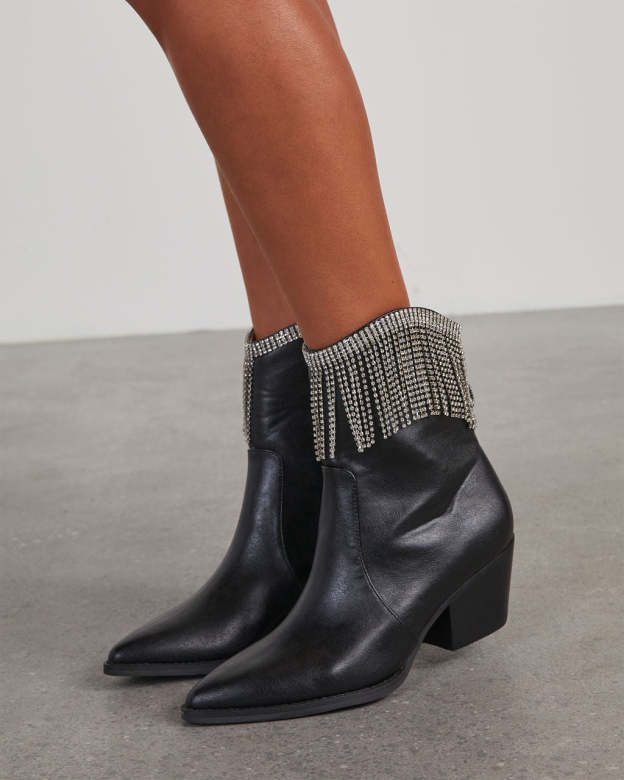Womack Fringe Tassel Ankle Boots-Matylis