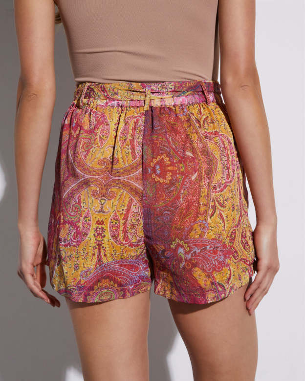 Waverly Paisley Tie Waist Shorts-Matylis