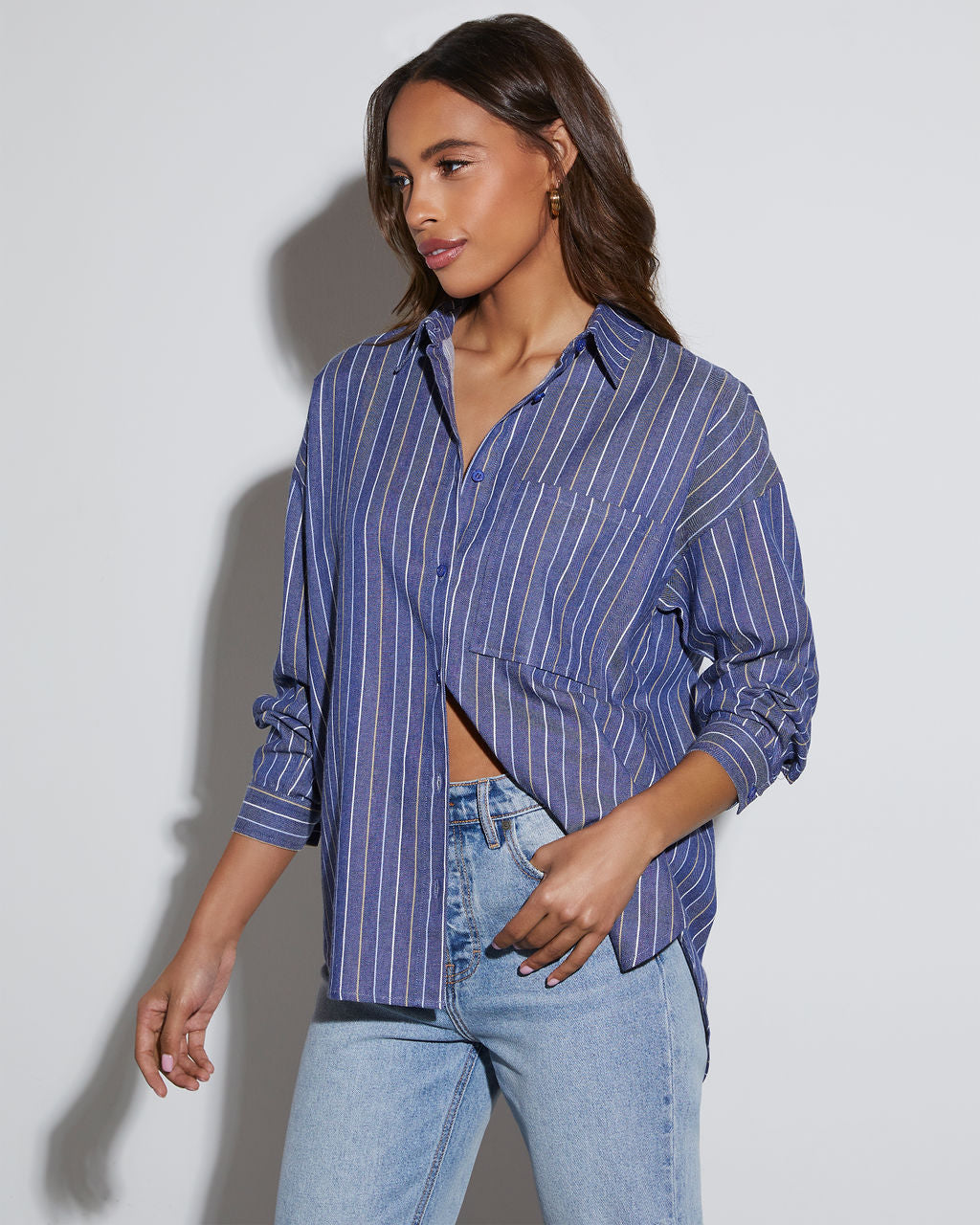 Wilson Striped Button Down Top-Matylis