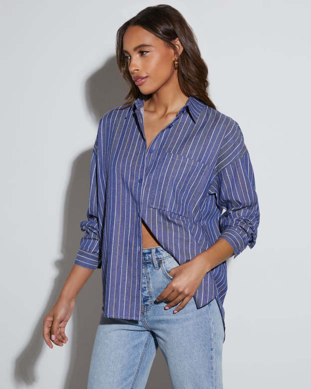 Wilson Striped Button Down Top-Matylis