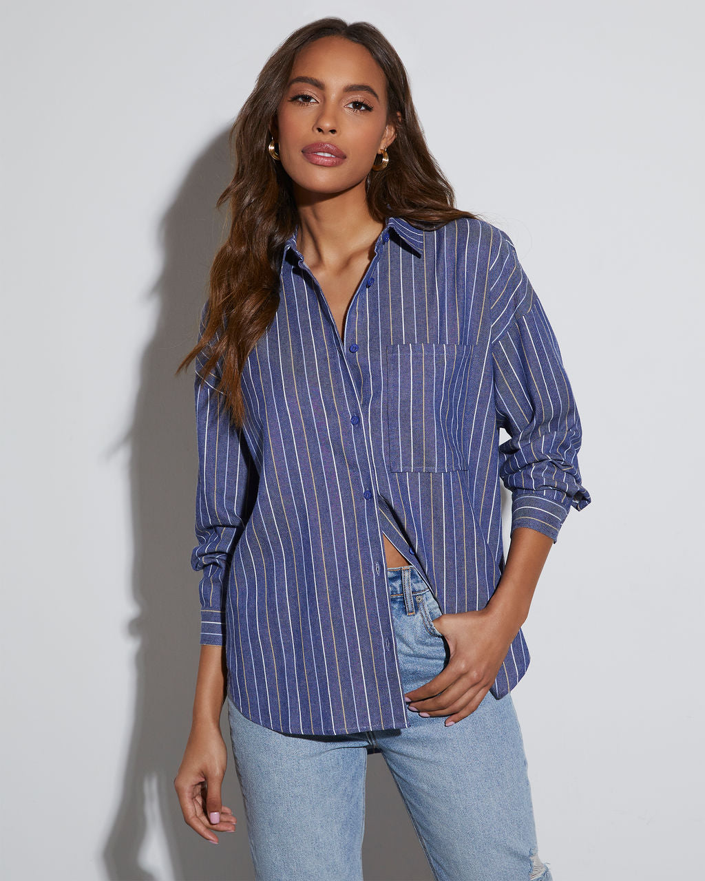 Wilson Striped Button Down Top-Matylis