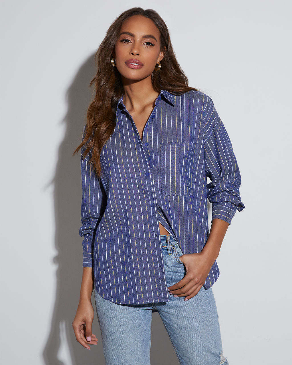 Wilson Striped Button Down Top-Matylis
