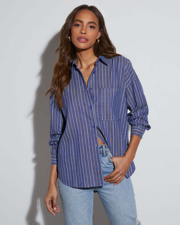 Wilson Striped Button Down Top-Matylis