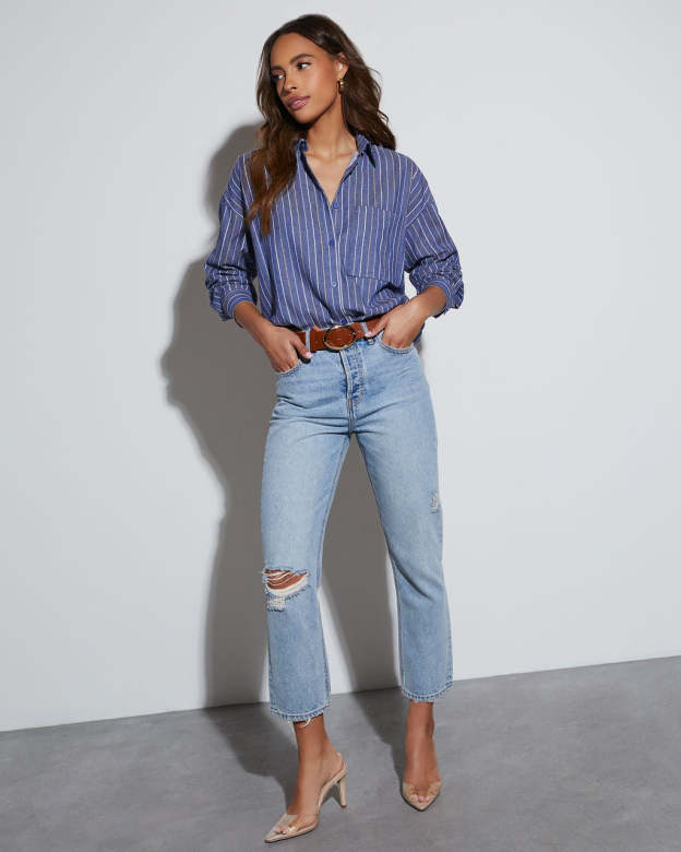 Wilson Striped Button Down Top-Matylis