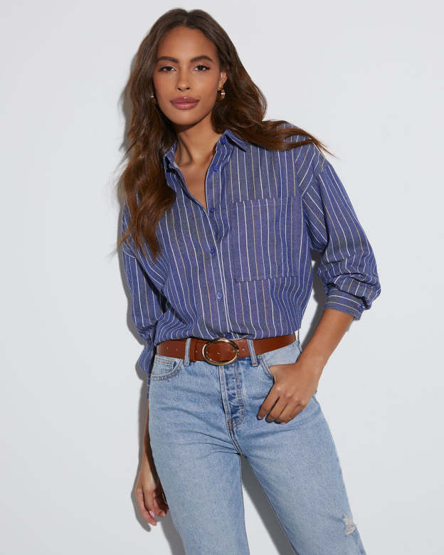 Wilson Striped Button Down Top-Matylis