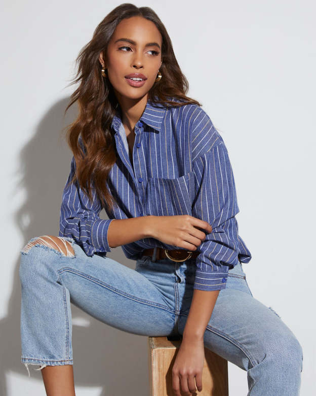 Wilson Striped Button Down Top-Matylis
