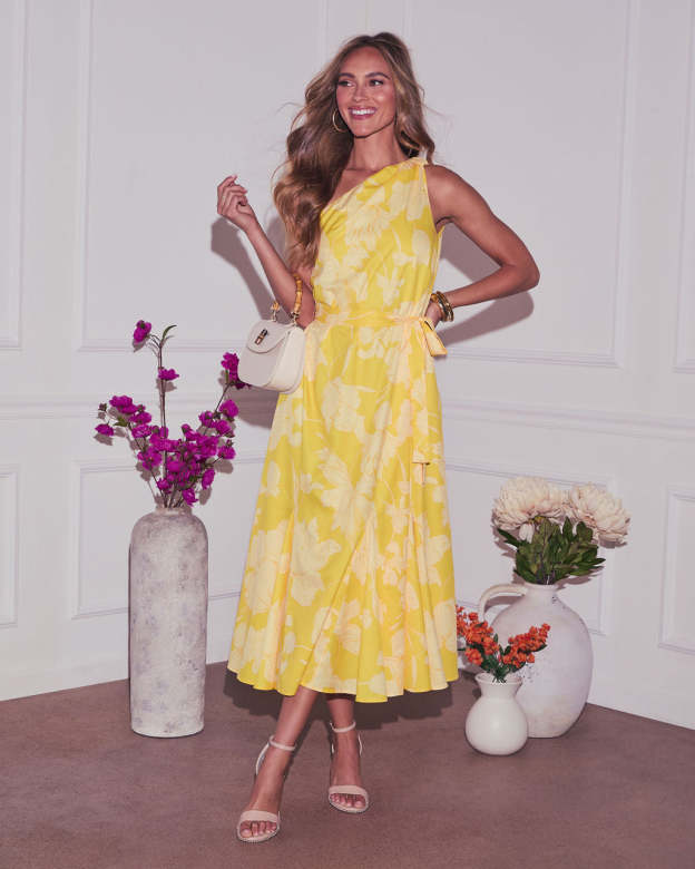 Toren Floral One Shoulder Maxi Dress-Matylis
