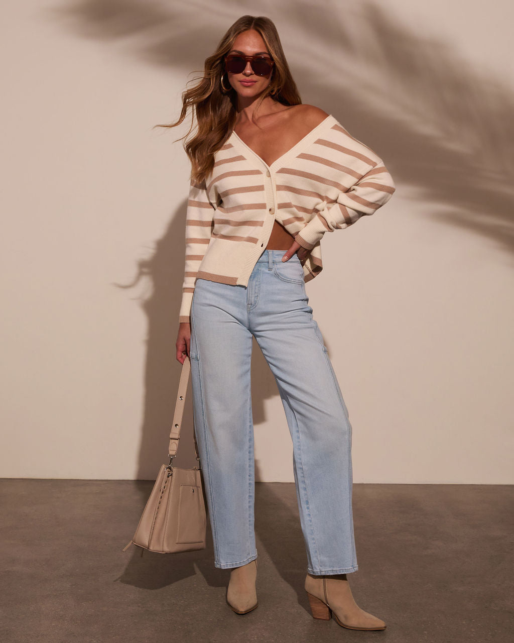 Thinking of You Contrast Striped Cardigan-Matylis