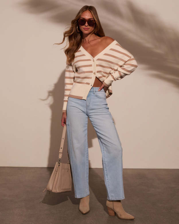 Thinking of You Contrast Striped Cardigan-Matylis