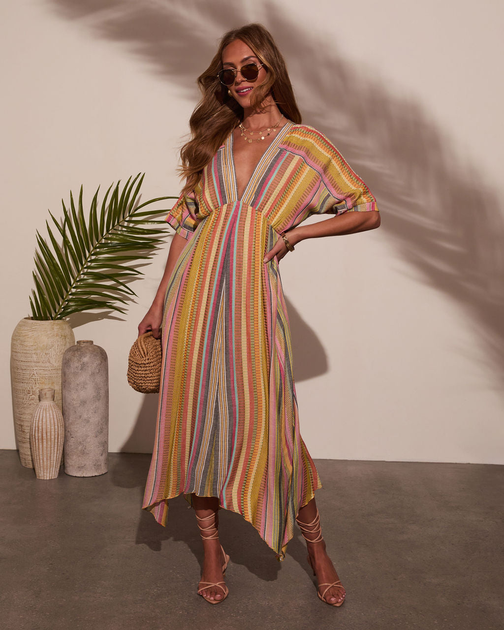 Vivica Striped Maxi Dress-Matylis