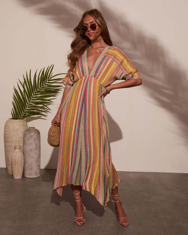 Vivica Striped Maxi Dress-Matylis
