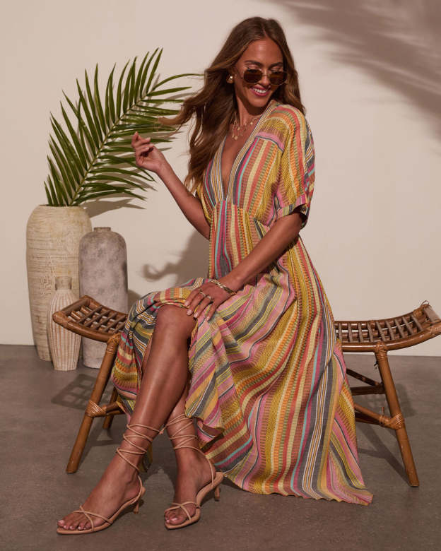 Vivica Striped Maxi Dress-Matylis
