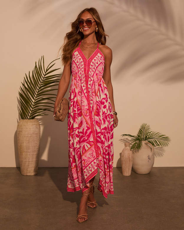 Vineyard Border Print Maxi Dress-Matylis